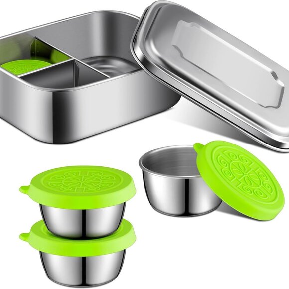 Stainless Steel Bento Box Set, Lunch Containers 3 Sections PortionControl4BoxSet - Picture 5 of 12